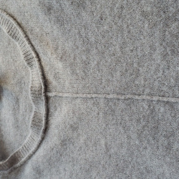 Saks Fifth Avenue 100% Cashmere Sweater with Jewel Neckline | Taupe | Si… - Picture 3 of 3